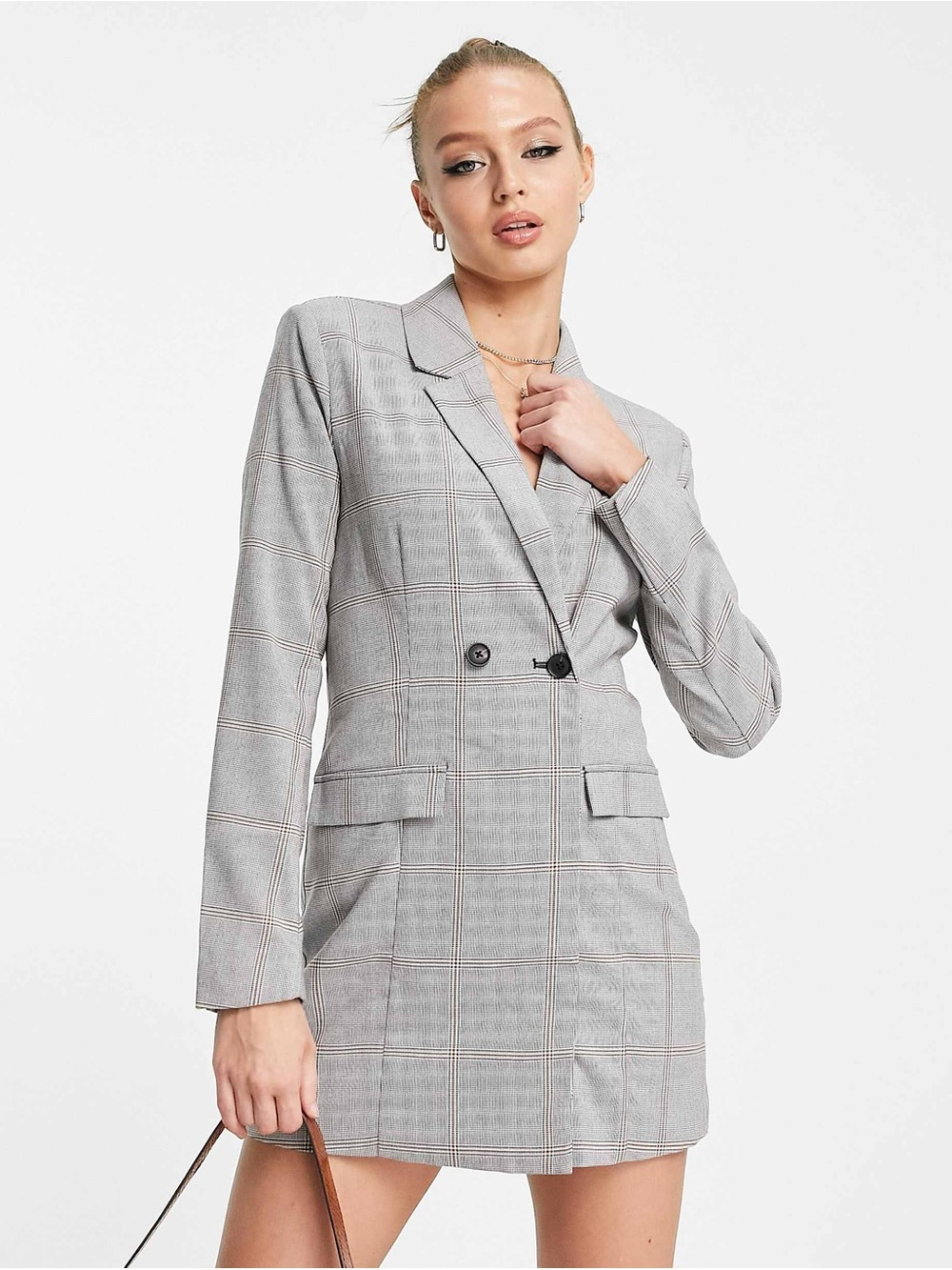 Abercrombie and Fitch check blazer dress grey NWT size S